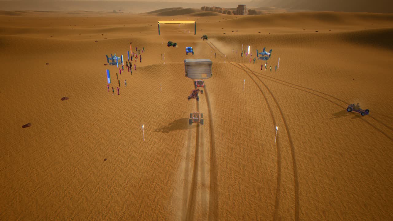 Drone camera high above the race
